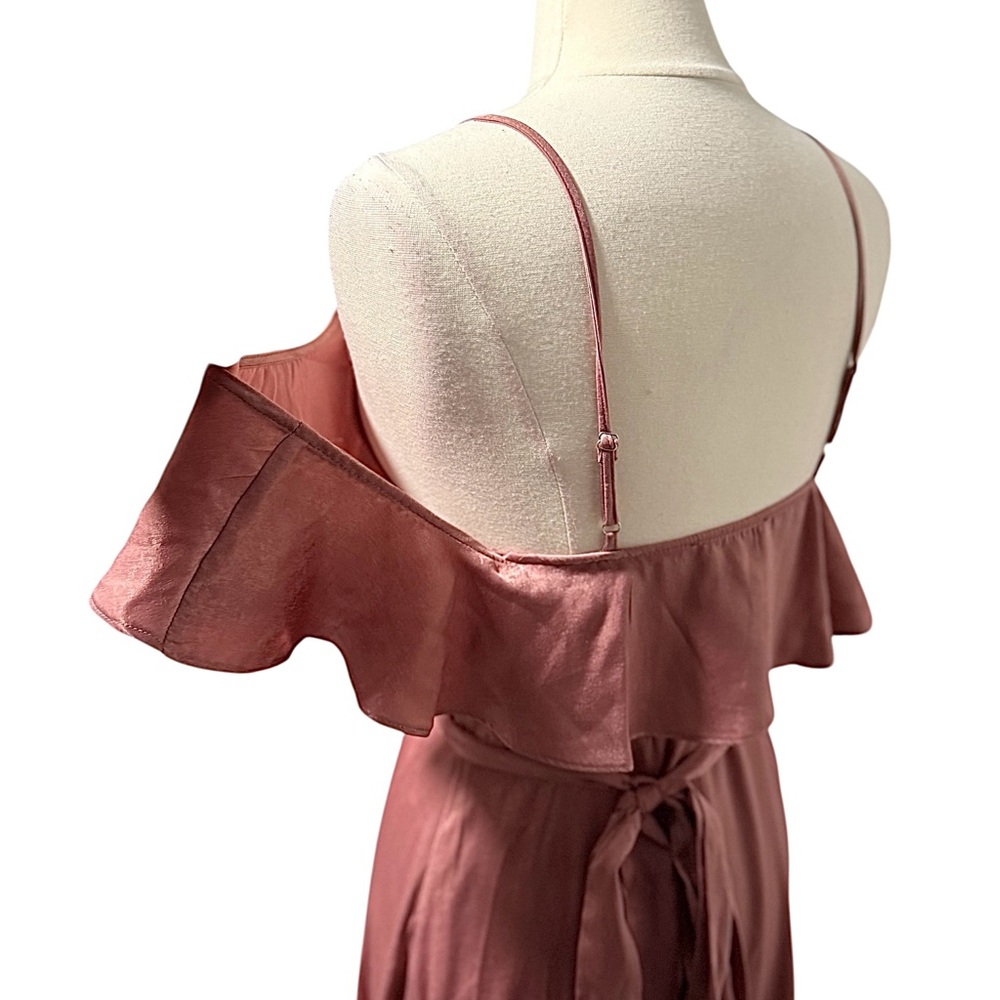 Lulus Moriah Rose Satin Cold Shoulder Wrap Dress Size Small NWT - Picture 12 of 16